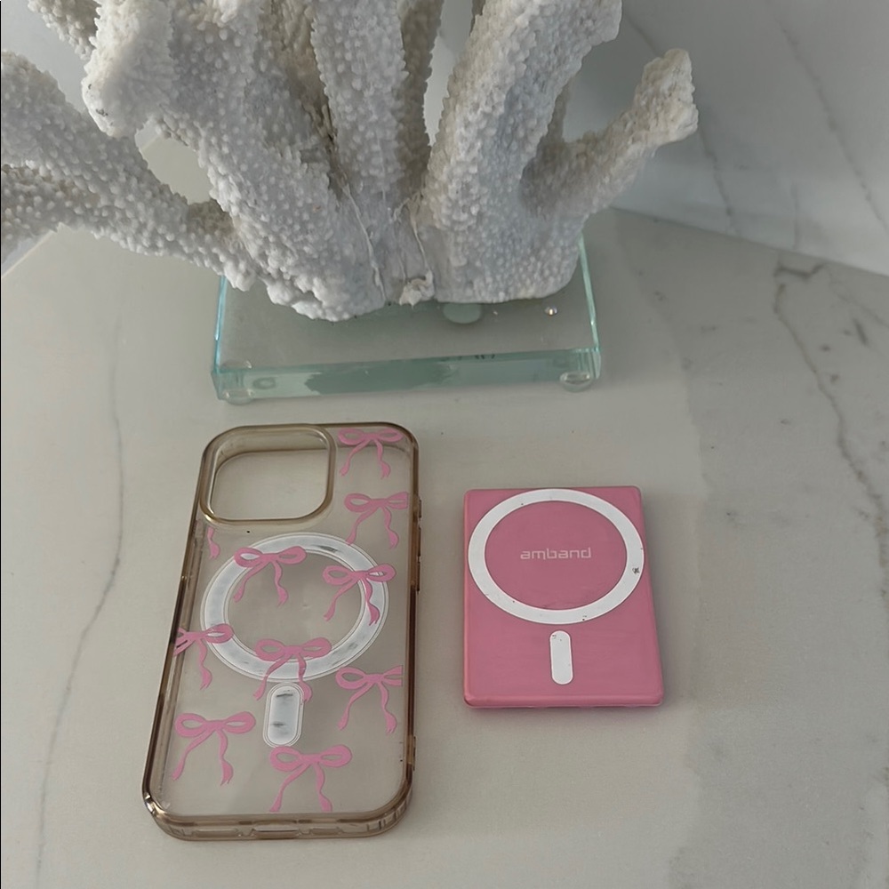 Pink Phone Case with Bow Design for I phone 16.